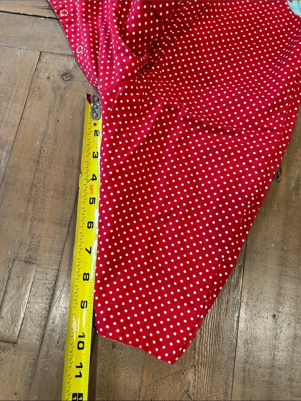 Boutique Aqua cherry print reversible red polka dot overalls 6-9 months